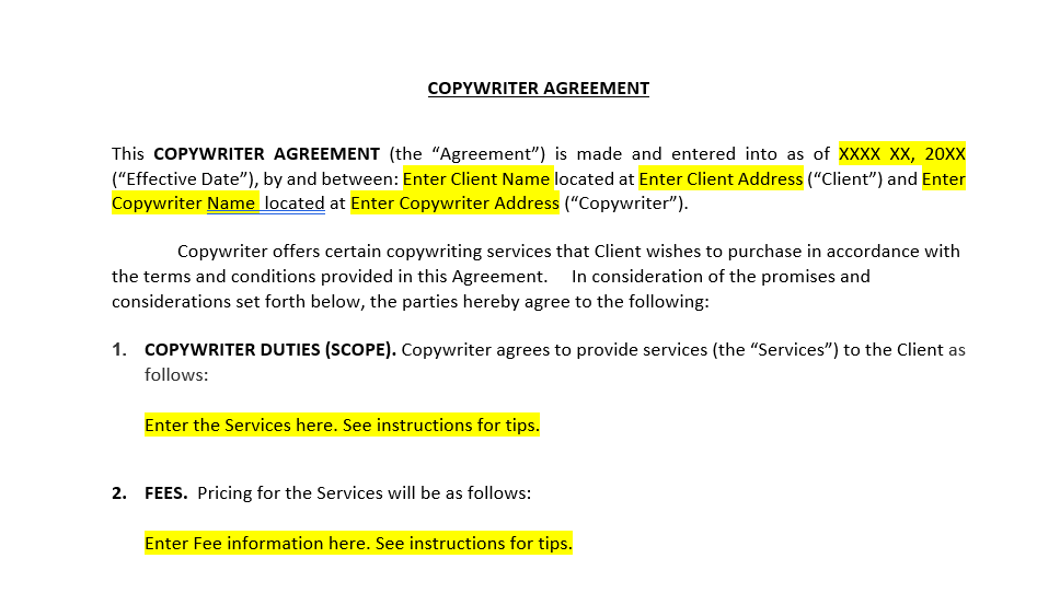 Copywriter Agreement