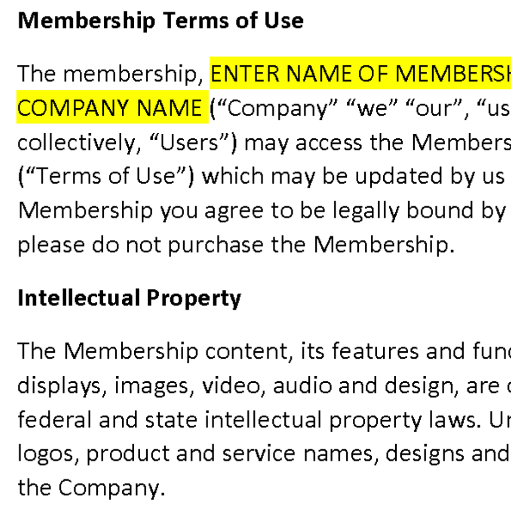 Membership Terms of Use