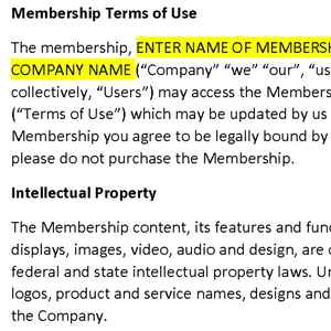 Membership Terms of Use
