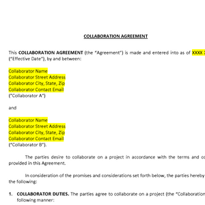 Collaboration Agreement template