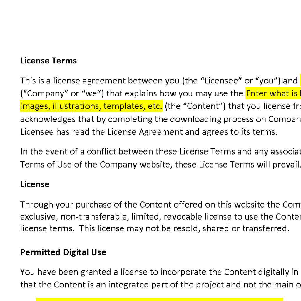 License Terms template