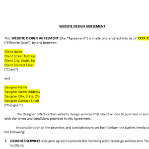 Website Design Agreement template